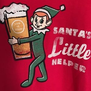 new Life is Good elf & beer M mens long sleeve cotton t